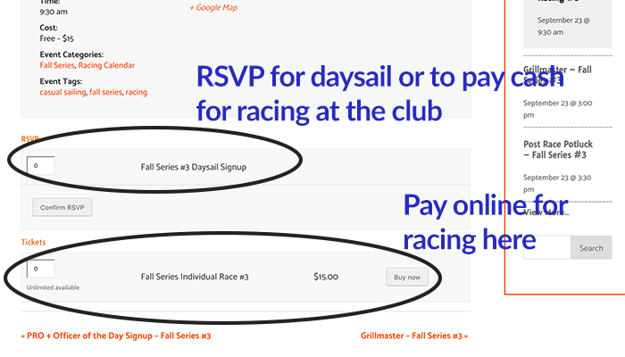 Daysailing, Cash Racing Payments, Race Results from Sept 9